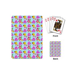 Girl With Hood Cape Heart Lemon Pattern Blue Playing Cards Single Design (mini) by snowwhitegirl