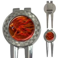 Fire Lion Flame Light Mystical 3-in-1 Golf Divots by HermanTelo