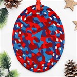 Red and Blue Camouflage Pattern Ornament (Oval Filigree) Front