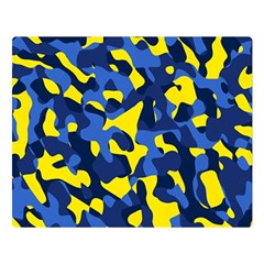 Blue And Yellow Camouflage Pattern Double Sided Flano Blanket (large)  by SpinnyChairDesigns