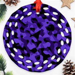Purple Black Camouflage Pattern Round Filigree Ornament (two Sides) by SpinnyChairDesigns
