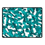 Teal and White Camouflage Pattern Double Sided Fleece Blanket (Small)  45 x34  Blanket Front