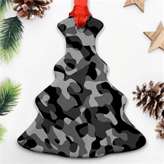 Grey And Black Camouflage Pattern Christmas Tree Ornament (two Sides) by SpinnyChairDesigns