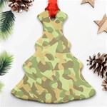 Light Green Brown Yellow Camouflage Pattern Christmas Tree Ornament (Two Sides) Front