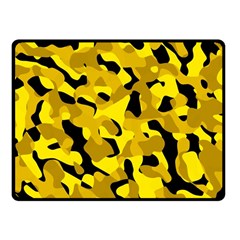 Black And Yellow Camouflage Pattern Fleece Blanket (small) by SpinnyChairDesigns