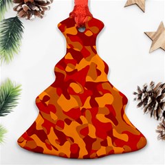 Red And Orange Camouflage Pattern Christmas Tree Ornament (two Sides) by SpinnyChairDesigns