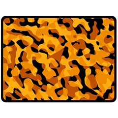 Orange And Black Camouflage Pattern Fleece Blanket (large)  by SpinnyChairDesigns