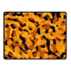 Orange And Black Camouflage Pattern Double Sided Fleece Blanket (small)  by SpinnyChairDesigns