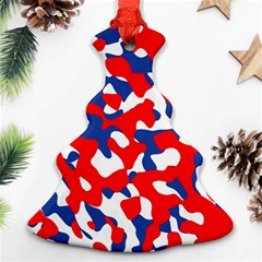 Red White Blue Camouflage Pattern Christmas Tree Ornament (two Sides) by SpinnyChairDesigns
