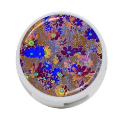 Cosmos Flowers Brown Blue 4-port Usb Hub (two Sides) by DinkovaArt