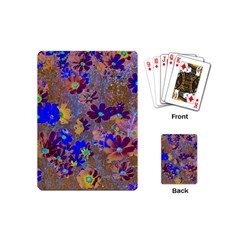 Cosmos Flowers Brown Blue Playing Cards Single Design (mini) by DinkovaArt