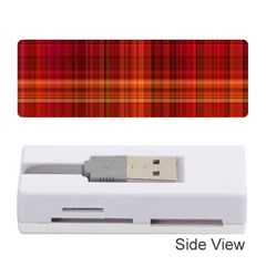 Red Brown Orange Plaid Pattern Memory Card Reader (stick) by SpinnyChairDesigns