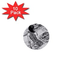 Beauty At The Beach, Bikini Girl Bathing In Bay 1  Mini Buttons (10 Pack)  by Casemiro