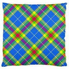 Clown Costume Plaid Striped Large Flano Cushion Case (two Sides) by SpinnyChairDesigns