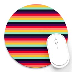 Contrast Rainbow Stripes Round Mousepads by tmsartbazaar
