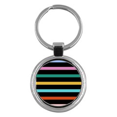 Colorful Mime Black Stripes Key Chain (round) by tmsartbazaar