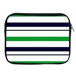 Green With Blue Stripes Apple iPad 2/3/4 Zipper Cases Front