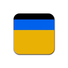 Bright Yellow With Blue Rubber Coaster (square)  by tmsartbazaar