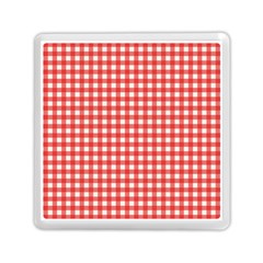 Red White Gingham Plaid Memory Card Reader (square) by SpinnyChairDesigns