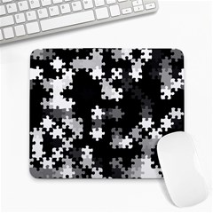 Black And White Jigsaw Puzzle Pattern Large Mousepads by SpinnyChairDesigns