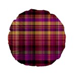 Magenta Gold Madras Plaid Standard 15  Premium Flano Round Cushions Back