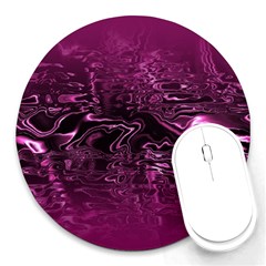 Magenta Black Swirl Round Mousepads by SpinnyChairDesigns