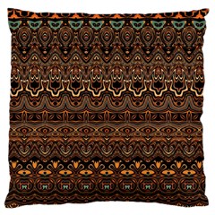Boho Brown Gold Large Flano Cushion Case (two Sides) by SpinnyChairDesigns