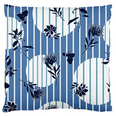 Stripes Blue White Large Flano Cushion Case (two Sides) by designsbymallika