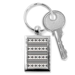 Black And White Aztec Key Chain (rectangle) by tmsartbazaar