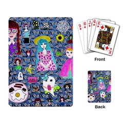 Blue Denim And Drawings Daisies Playing Cards Single Design (rectangle) by snowwhitegirl