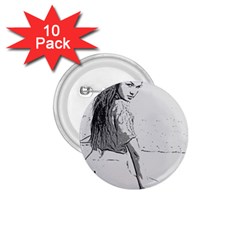 Beauty At The Beach, Sexy Girl Illustration, Black And White 1 75  Buttons (10 Pack) by Casemiro