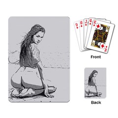 Beauty At The Beach, Sexy Girl Illustration, Black And White Playing Cards Single Design (rectangle) by Casemiro