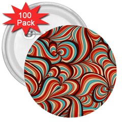 Psychedelic Swirls 3  Buttons (100 Pack)  by Filthyphil