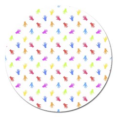 Multicolored Hands Silhouette Motif Design Magnet 5  (round) by dflcprintsclothing