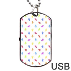 Multicolored Hands Silhouette Motif Design Dog Tag Usb Flash (one Side) by dflcprintsclothing