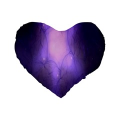 Violet Spark Standard 16  Premium Flano Heart Shape Cushions by Sparkle