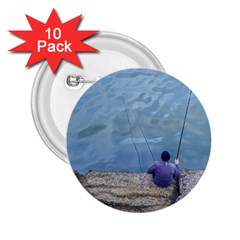 Senior Man Fishing At River, Montevideo, Uruguay001 2 25  Buttons (10 Pack)  by dflcprintsclothing