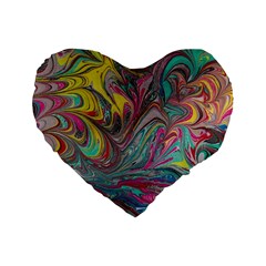 Abstract Marbling Standard 16  Premium Heart Shape Cushions by kaleidomarblingart