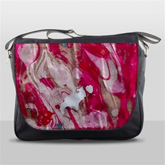 Magenta On Pink Messenger Bag by kaleidomarblingart