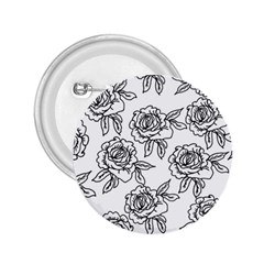 Line Art Black And White Rose 2 25  Buttons by MintanArt
