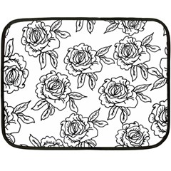 Line Art Black And White Rose Double Sided Fleece Blanket (mini)  by MintanArt