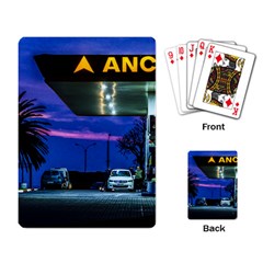 Night Scene Gas Station Building, Montevideo, Uruguay Playing Cards Single Design (rectangle) by dflcprintsclothing