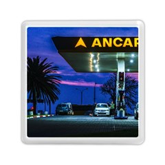 Night Scene Gas Station Building, Montevideo, Uruguay Memory Card Reader (square) by dflcprintsclothing