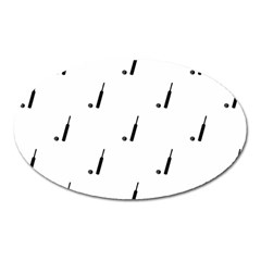 Black And White Cricket Sport Motif Print Pattern Oval Magnet by dflcprintsclothing