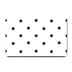 Black And White Baseball Print Pattern Small Doormat  by dflcprintsclothing