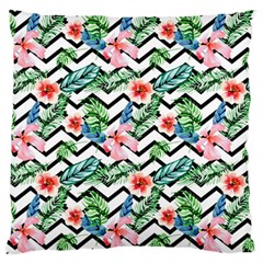 Zigzag Flowers Pattern Large Flano Cushion Case (two Sides) by goljakoff