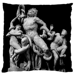 Laocoon Sculpture Over Black Large Cushion Case (two Sides) by dflcprintsclothing
