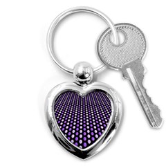 Purple And Pink Dots Pattern, Black Background Key Chain (heart) by Casemiro