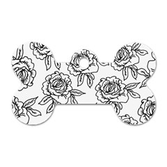 Line Art Black And White Rose Dog Tag Bone (two Sides) by MintanArt