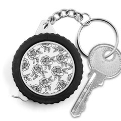 Line Art Black And White Rose Measuring Tape by MintanArt